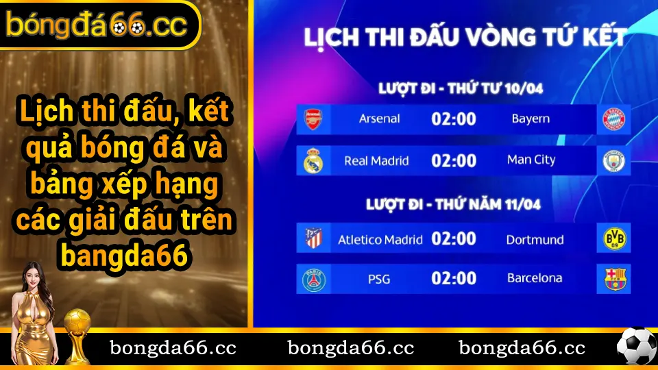 Lịch thi đấu, kết quả bóng đá và bảng xếp hạng các giải đấu trên bóngđá66