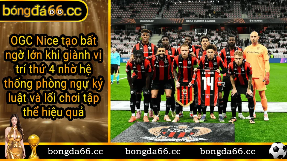 OGC Nice bất ngờ lọt top 4 bảng xếp hạng Ligue 1 với hàng thủ vững chắc