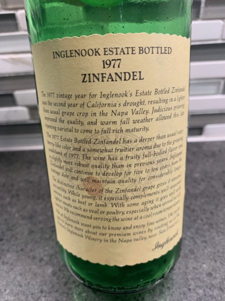 Inglenook Zinfandel 1977 Label